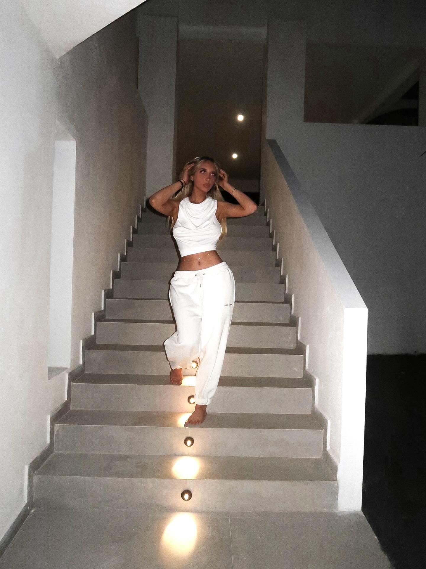Kate on white stairs
